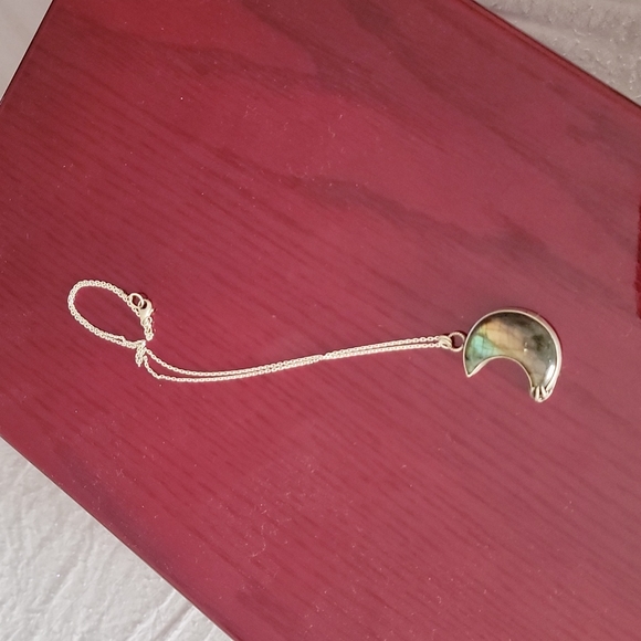 LABORIDITE 925 SS MOON PENDANT W CHAIN - Picture 2 of 5